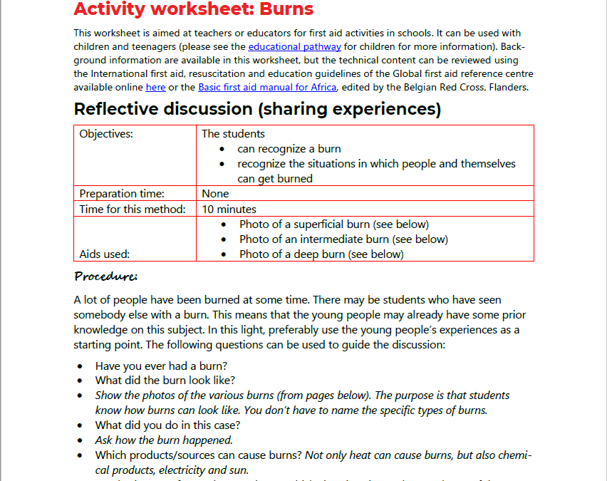 Activity Worksheet: Burns