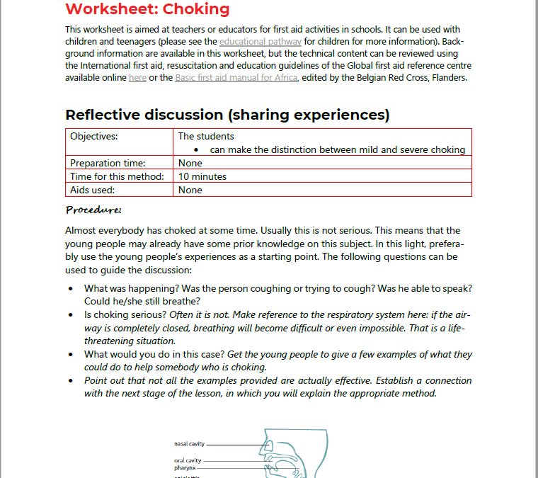 Activity worksheet: Choking