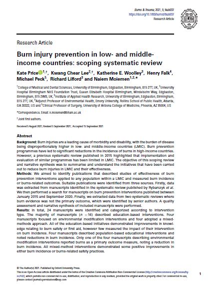 Burn injury prevention: scoping review