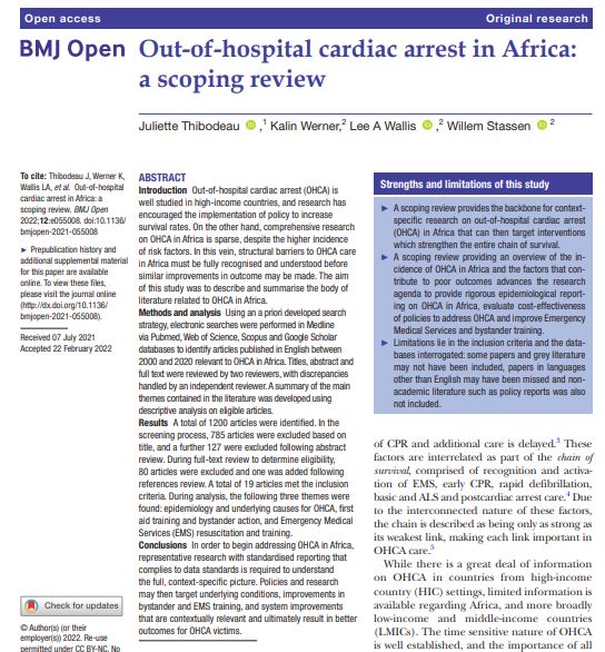 Out-of-hospital cardiac arrest in Africa: a scoping review